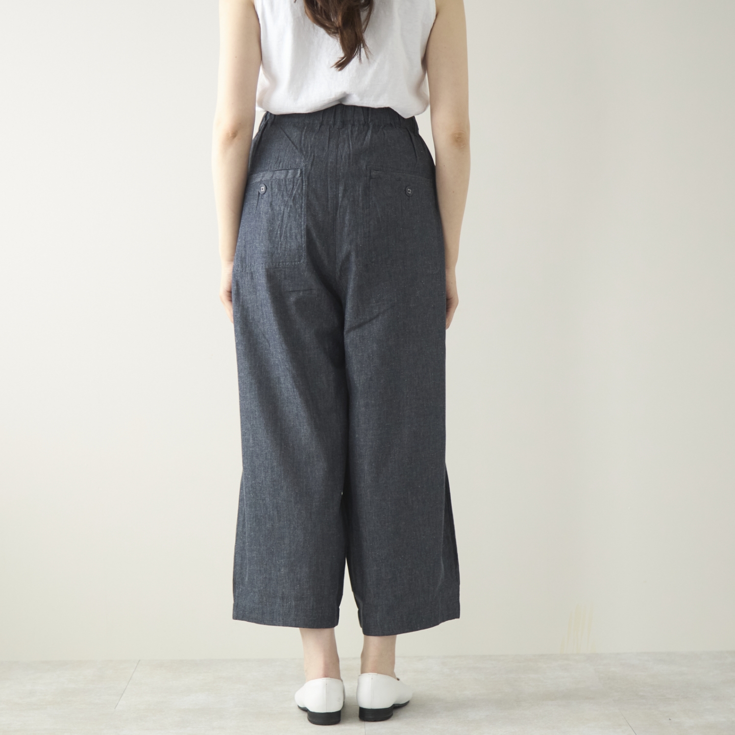 TUTIE./コットンリネンデニムタックパンツ